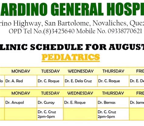 bernardino general hospital doctors schedule 2024|Doctors in Bernardino General Hospital .